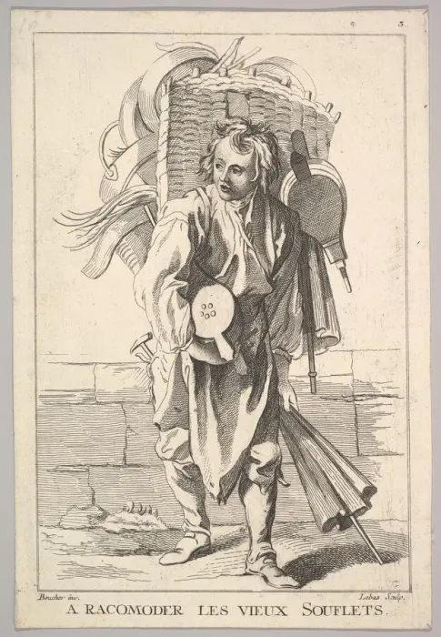 Framed Print : Reverse copy of A Racomoder les Vieux Souflets (Mend the Old Bellows), from Le Cri Framed Print : Reverse copy of A Racomoder les Vieux Souflets (Mend the Old Bellows), from Le Cri