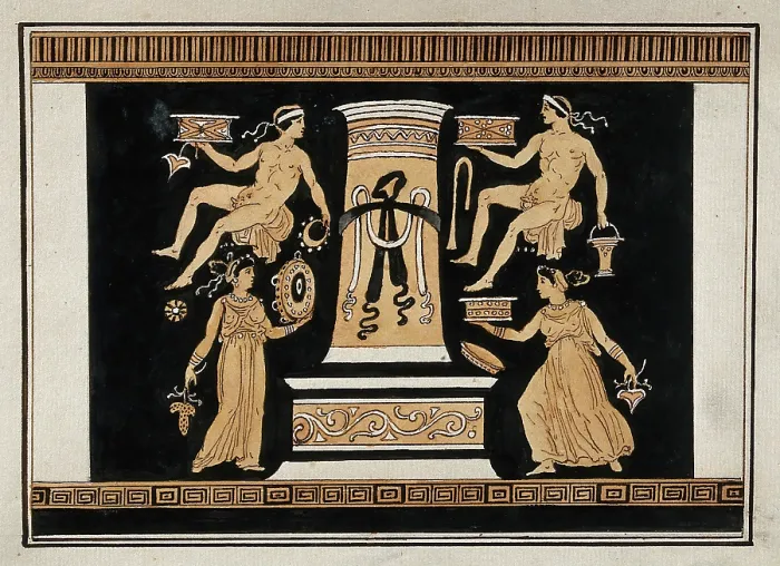 Framed Print : Reverse of the Greek red-figured volute-krater also known as the Hamilton Vase... 1760-9. Creator: Augustin Dahlsteen Framed Print : Reverse of the Greek red-figured volute-krater also known as the Hamilton Vase... 1760-9. Creator: Augustin Dahlsteen