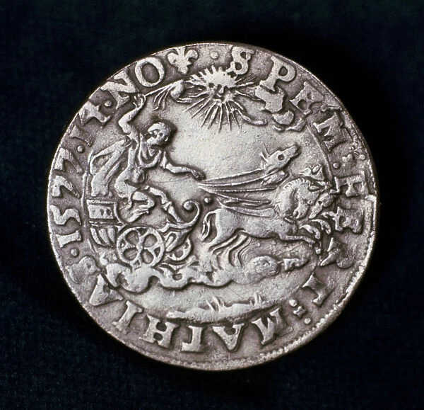 Reverse of a medal commemorating the bright comet of 1577