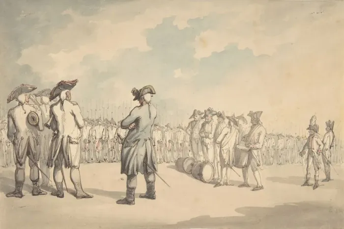 Framed Print : The Review, ca. 1800. Creator: Thomas Rowlandson Framed Print : The Review, ca. 1800. Creator: Thomas Rowlandson