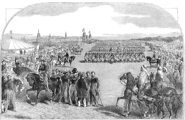 Framed Print : Review of the Division under Prince Napoleon before the Sultan, at Scutari - Zouaves Defiling, 1854. Creator: Unknown Framed Print : Review of the Division under Prince Napoleon before the Sultan, at Scutari - Zouaves Defiling, 1854. Creator: Unknown