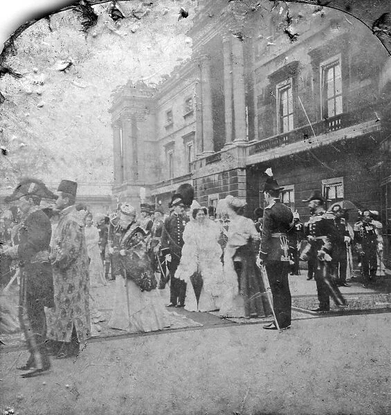 Review of Indian and Colonial troops by HM the King, Buckingham Palace, London. Artist: Excelsior Stereoscopic Tours