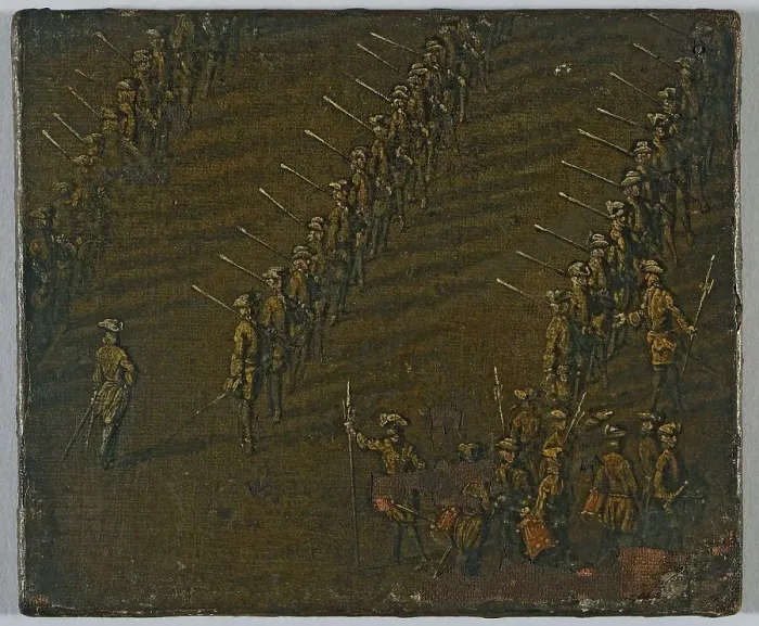 Framed Print : Review of the King's Regiment, circa 1690, between 1685 and 1695. Creator: Unknown Framed Print : Review of the King's Regiment, circa 1690, between 1685 and 1695. Creator: Unknown