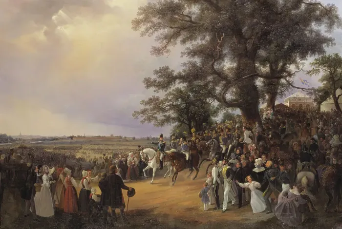 Framed Print : Review in Ladugårdsgärde Fields during Czar Nicolaus Visit in 1838. Creator: Karl Stefan Bennet Framed Print : Review in Ladugårdsgärde Fields during Czar Nicolaus Visit in 1838. Creator: Karl Stefan Bennet