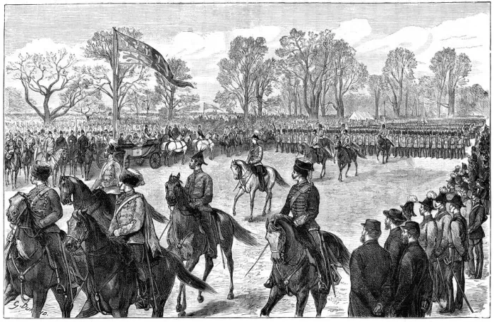 Framed Print : Review in Windsor Great Park of the troops from the Ashanti war, 1900. Artist: G Durand Framed Print : Review in Windsor Great Park of the troops from the Ashanti war, 1900. Artist: G Durand