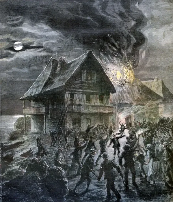 Framed Print : The Revolt on the Island of Sercq, 1892. Artist: Henri Meyer Framed Print : The Revolt on the Island of Sercq, 1892. Artist: Henri Meyer