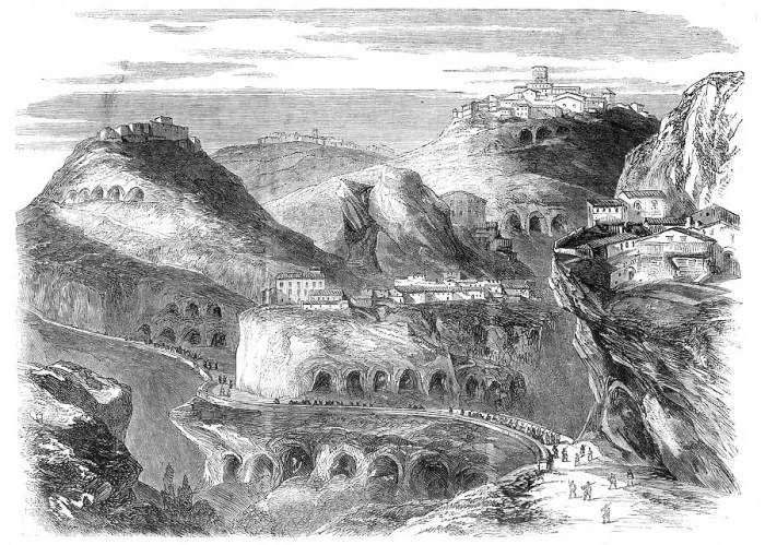 Framed Print : The Revolution in Sicily - View of Castrogiovanni - from a sketch by our special correspondent, 1860 Creator: Unknown Framed Print : The Revolution in Sicily - View of Castrogiovanni - from a sketch by our special correspondent, 1860 Creator: Unknown