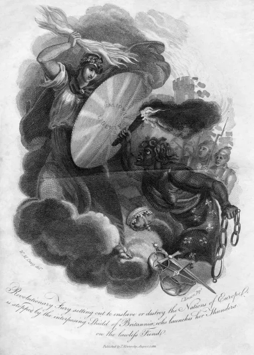 Framed Print : Revolutionary fury setting out to enslave or destroy the nations of Europe, 1816. Artist: I Brown Framed Print : Revolutionary fury setting out to enslave or destroy the nations of Europe, 1816. Artist: I Brown
