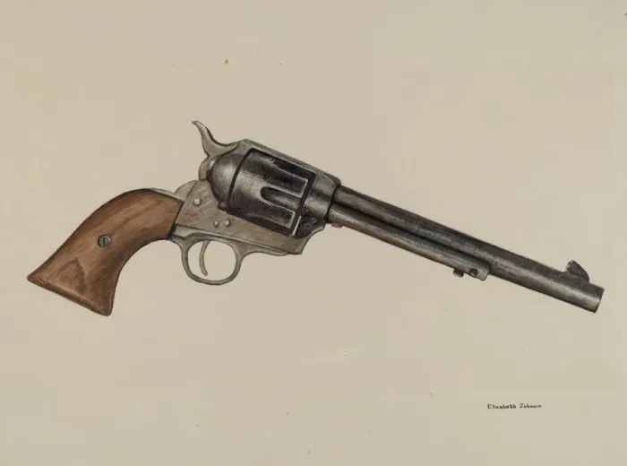 Framed Print : Revolver, c. 1942. Creator: Elizabeth Johnson Framed Print : Revolver, c. 1942. Creator: Elizabeth Johnson