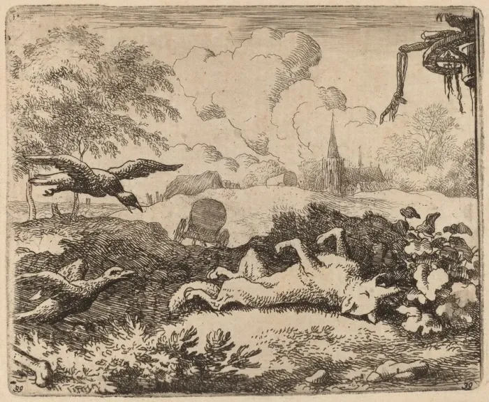 Framed Print : Reynard and the Crows, probably c. 1645 / 1656. Creator: Allart van Everdingen Framed Print : Reynard and the Crows, probably c. 1645 / 1656. Creator: Allart van Everdingen