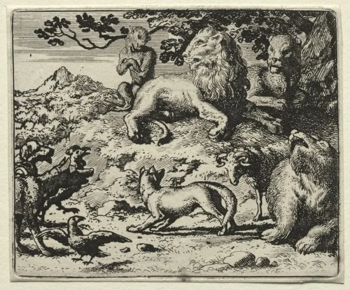 Framed Print : Reynard the Fox: The Animals Complain of Reynards Pardon. Creator: Allart van Everdingen (Dutch Framed Print : Reynard the Fox: The Animals Complain of Reynards Pardon. Creator: Allart van Everdingen (Dutch
