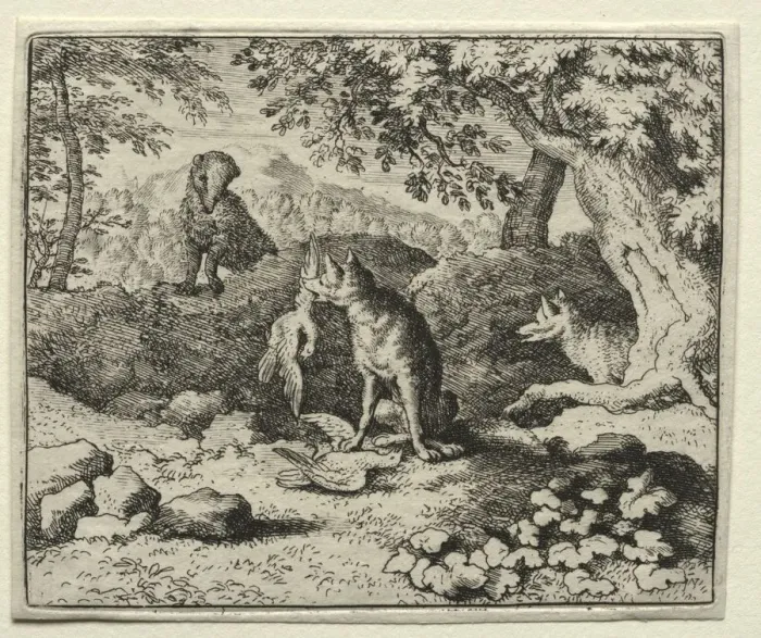 Framed Print : Reynard the Fox: Badger Comes to Warn Reynard. Creator: Allart van Everdingen (Dutch, 1621-1675) Framed Print : Reynard the Fox: Badger Comes to Warn Reynard. Creator: Allart van Everdingen (Dutch, 1621-1675)
