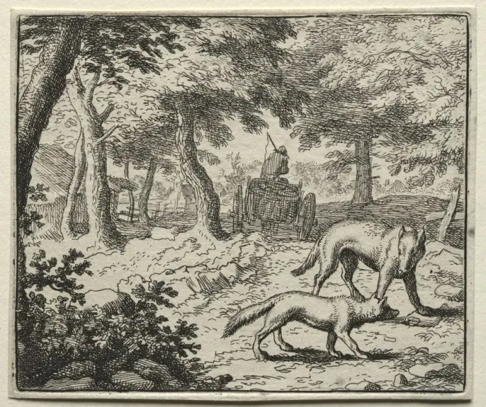 Framed Print : Reynard the Fox: The Badgers Defense of Reynard. Creator: Allart van Everdingen (Dutch Framed Print : Reynard the Fox: The Badgers Defense of Reynard. Creator: Allart van Everdingen (Dutch