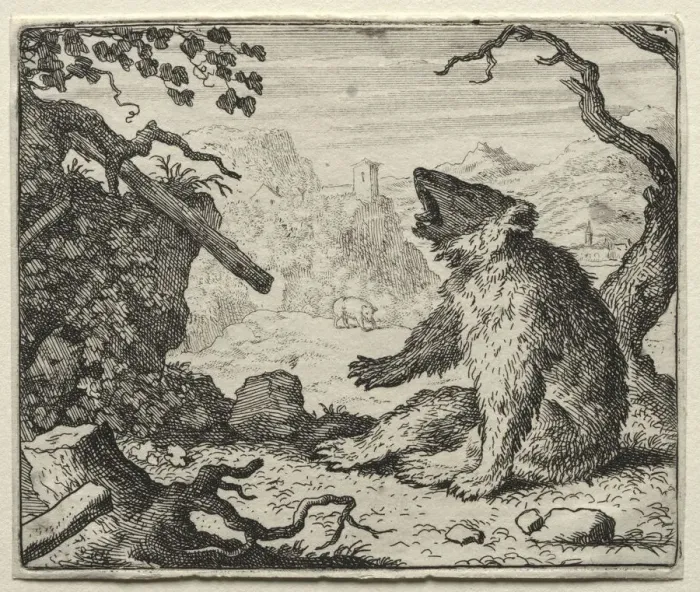 Framed Print : Reynard the Fox: The Bear Calls Reynard to Court. Creator: Allart van Everdingen (Dutch Framed Print : Reynard the Fox: The Bear Calls Reynard to Court. Creator: Allart van Everdingen (Dutch