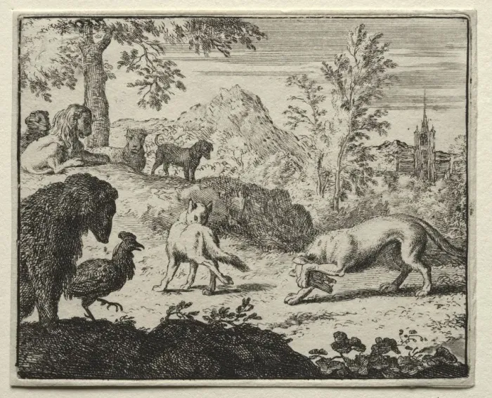 Framed Print : Reynard the Fox: The Combat Between Reynard and the Wolf. Creator: Allart van Everdingen (Dutch Framed Print : Reynard the Fox: The Combat Between Reynard and the Wolf. Creator: Allart van Everdingen (Dutch