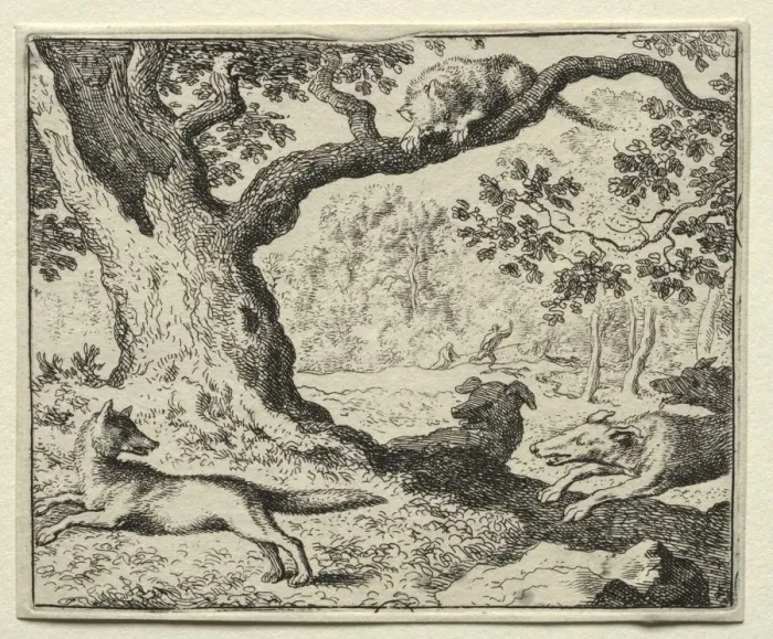 Framed Print : Reynard the Fox: The Disloyal Cat. Creator: Allart van Everdingen (Dutch, 1621-1675) Framed Print : Reynard the Fox: The Disloyal Cat. Creator: Allart van Everdingen (Dutch, 1621-1675)