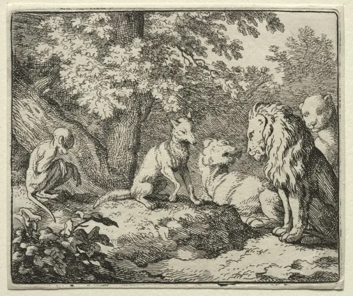 Framed Print : Reynard the Fox: Further False Testimony from Reynard. Creator: Allart van Everdingen (Dutch Framed Print : Reynard the Fox: Further False Testimony from Reynard. Creator: Allart van Everdingen (Dutch