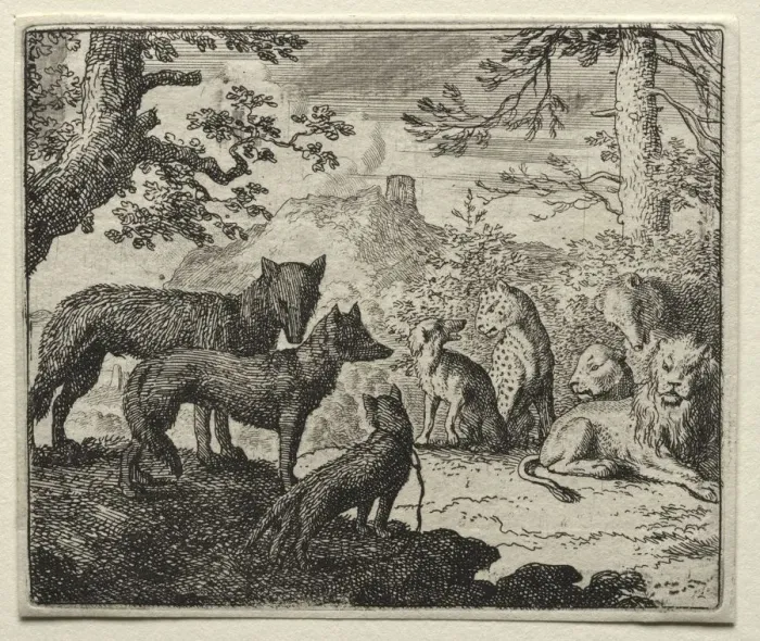 Framed Print : Reynard the Fox: The Relatives of Reynard Leave Court. Creator: Allart van Everdingen (Dutch Framed Print : Reynard the Fox: The Relatives of Reynard Leave Court. Creator: Allart van Everdingen (Dutch