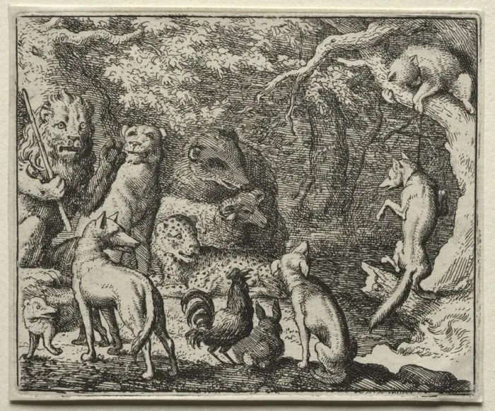 Framed Print : Reynard the Fox: Reynard Asks Permission to Confess. Creator: Allart van Everdingen (Dutch Framed Print : Reynard the Fox: Reynard Asks Permission to Confess. Creator: Allart van Everdingen (Dutch