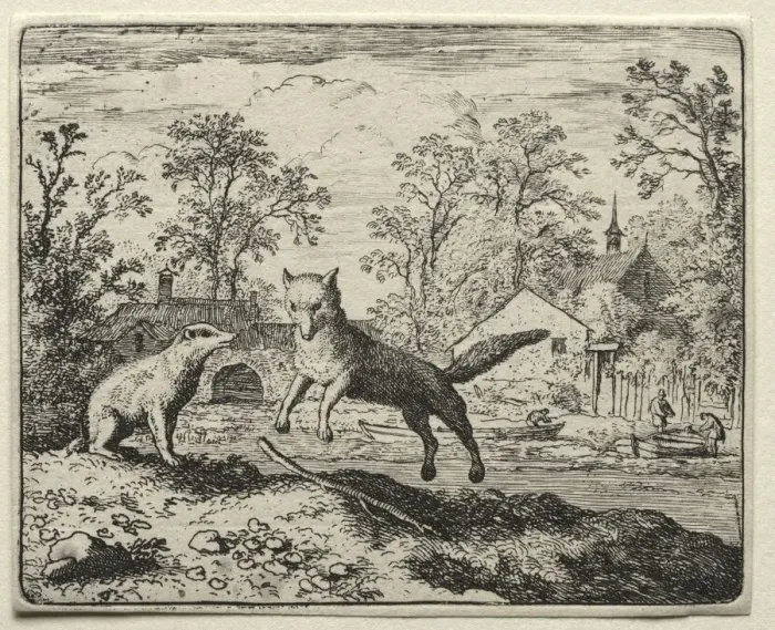 Framed Print : Reynard the Fox: Reynard Doing Penance. Creator: Allart van Everdingen (Dutch, 1621-1675) Framed Print : Reynard the Fox: Reynard Doing Penance. Creator: Allart van Everdingen (Dutch, 1621-1675)