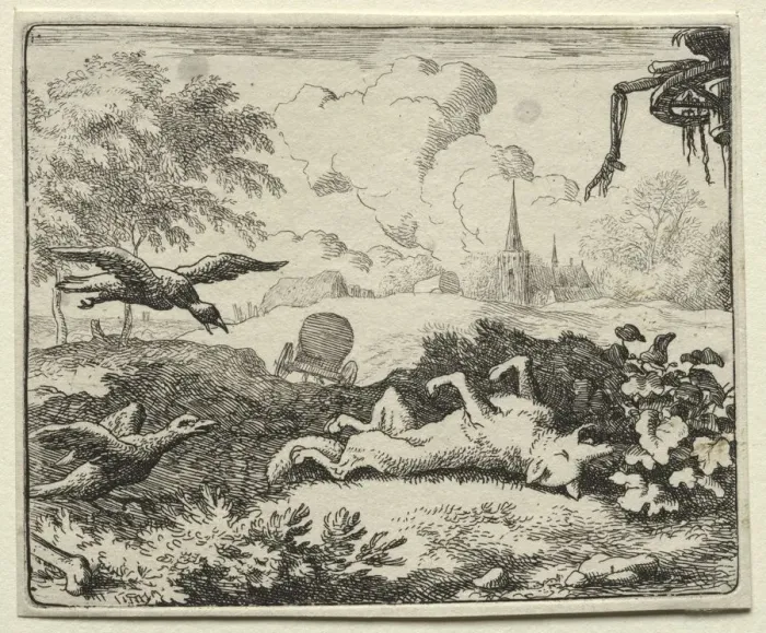 Framed Print : Reynard the Fox: Reynard Feigns Death. Creator: Allart van Everdingen (Dutch, 1621-1675) Framed Print : Reynard the Fox: Reynard Feigns Death. Creator: Allart van Everdingen (Dutch, 1621-1675)