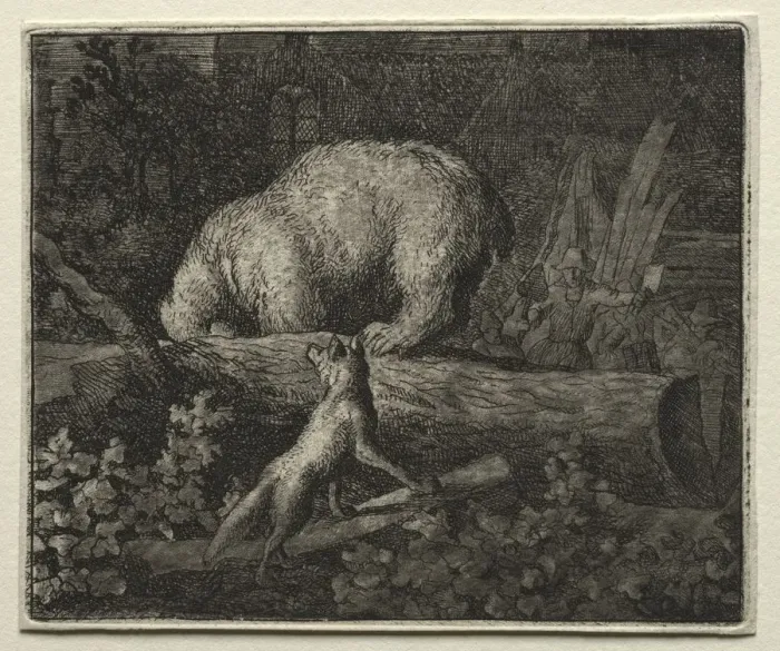 Framed Print : Reynard the Fox: Trapping the Bear. Creator: Allart van Everdingen (Dutch, 1621-1675) Framed Print : Reynard the Fox: Trapping the Bear. Creator: Allart van Everdingen (Dutch, 1621-1675)