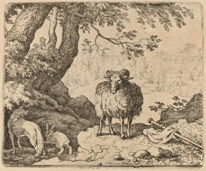 Framed Print : Reynard Returns Home, Accompanied by the Ram and the Rabbit, probably c. 1645 / 1656 Framed Print : Reynard Returns Home, Accompanied by the Ram and the Rabbit, probably c. 1645 / 1656