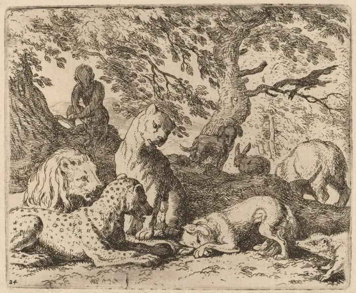 Framed Print : Reynard Winds His Tale and Wrongs His Father, probably c. 1645 / 1656 Framed Print : Reynard Winds His Tale and Wrongs His Father, probably c. 1645 / 1656