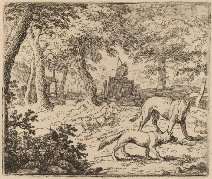 Framed Print : Reynard and the Wolf before the Fish Cart, probably c. 1645 / 1656 Framed Print : Reynard and the Wolf before the Fish Cart, probably c. 1645 / 1656
