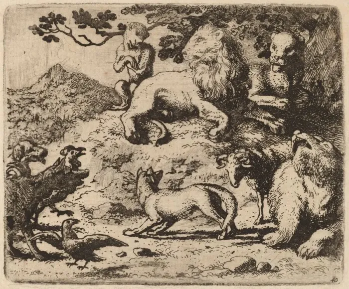 Framed Print : Reynards Enemies are Dismayed, probably c. 1645 / 1656. Creator: Allart van Everdingen Framed Print : Reynards Enemies are Dismayed, probably c. 1645 / 1656. Creator: Allart van Everdingen