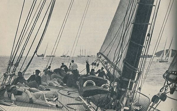 Rhe largest British racing yachts compete during Cowes Week, 1937