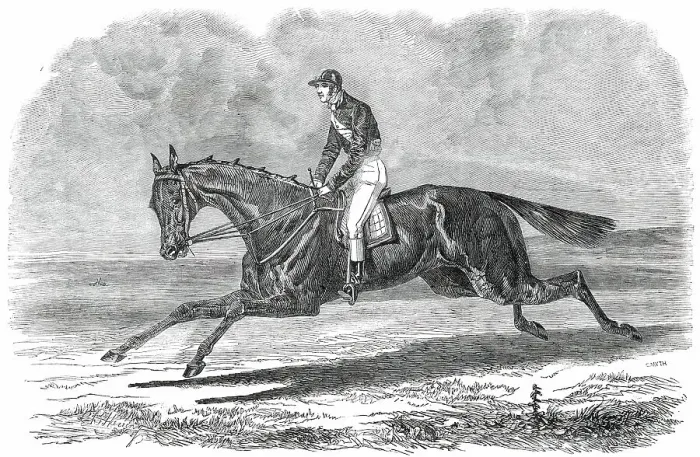 Framed Print : Rhedycina, Winner of the Oaks Stakes, at Epsom, 1850. Creator: Unknown Framed Print : Rhedycina, Winner of the Oaks Stakes, at Epsom, 1850. Creator: Unknown