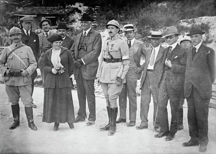 Framed Print : Rheims - American War Correspondents: French Officer; Mrs. Harriet C. Adams; Paul Cravath... 1916. Creator: Harris & Ewing. Rheims - American War Correspondents: French Officer; Mrs. Harriet C. Adams; Paul Cravath... 1916 Framed Print : Rheims - American War Correspondents: French Officer; Mrs. Harriet C. Adams; Paul Cravath... 1916. Creator: Harris & Ewing. Rheims - American War Correspondents: French Officer; Mrs. Harriet C. Adams; Paul Cravath... 1916