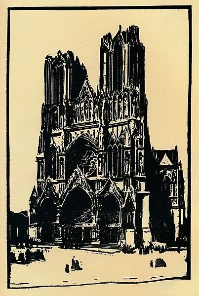 Rheims Cathedral, 1914, (1918). Artist: Allan Douglass Mainds