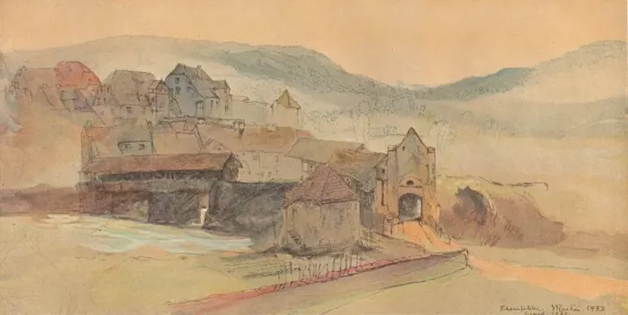 Framed Print : Rheinfelden Bridge, 1858. Artist: John Ruskin Framed Print : Rheinfelden Bridge, 1858. Artist: John Ruskin