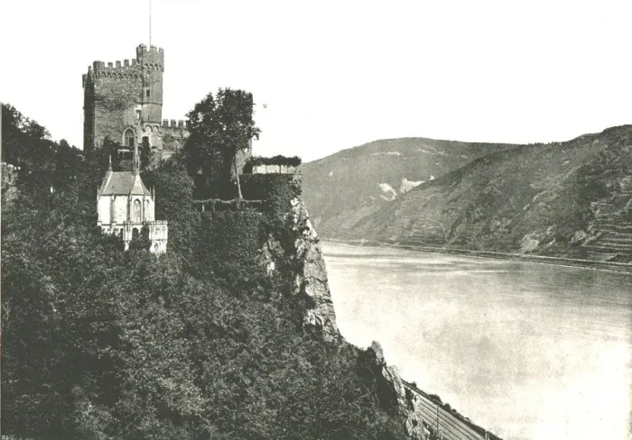 Framed Print : Rheinstein Castle on the river Rhine, Germany, 1895. Creator: Francis Frith & Co Framed Print : Rheinstein Castle on the river Rhine, Germany, 1895. Creator: Francis Frith & Co