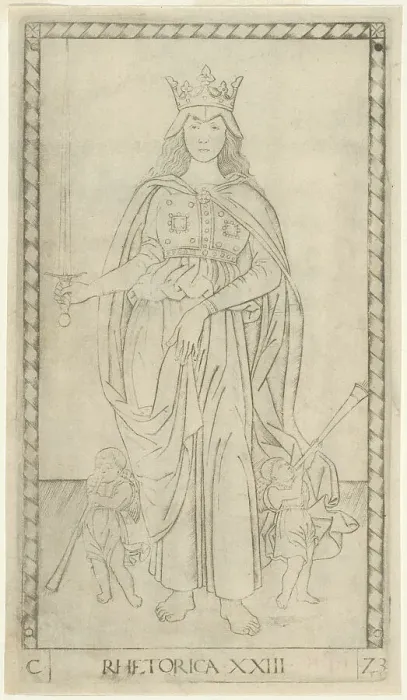 Framed Print : Rhetoric, plate 23 from Arts and Sciences, c.1465. Creator: Unknown Framed Print : Rhetoric, plate 23 from Arts and Sciences, c.1465. Creator: Unknown