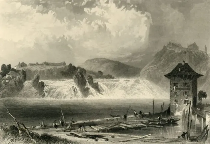 Framed Print : Rhine Falls, Schaffhausen, c1872. Creator: A Willmore Framed Print : Rhine Falls, Schaffhausen, c1872. Creator: A Willmore