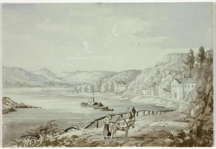 Framed Print : On the Rhine (recto), and Mother and Child (verso), 1841. Creator: Elizabeth Murray Framed Print : On the Rhine (recto), and Mother and Child (verso), 1841. Creator: Elizabeth Murray