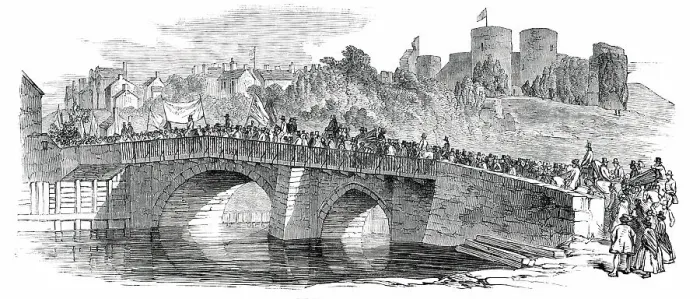 Framed Print : The Rhuddlan Royal Eisteddvod - the Procession to the Castle, 1850. Creator: Unknown Framed Print : The Rhuddlan Royal Eisteddvod - the Procession to the Castle, 1850. Creator: Unknown