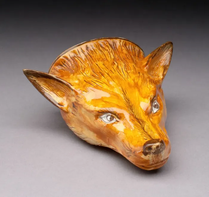 Framed Print : Rhyton Cup in the form of a Fox, Staffordshire, Early 18th century Framed Print : Rhyton Cup in the form of a Fox, Staffordshire, Early 18th century