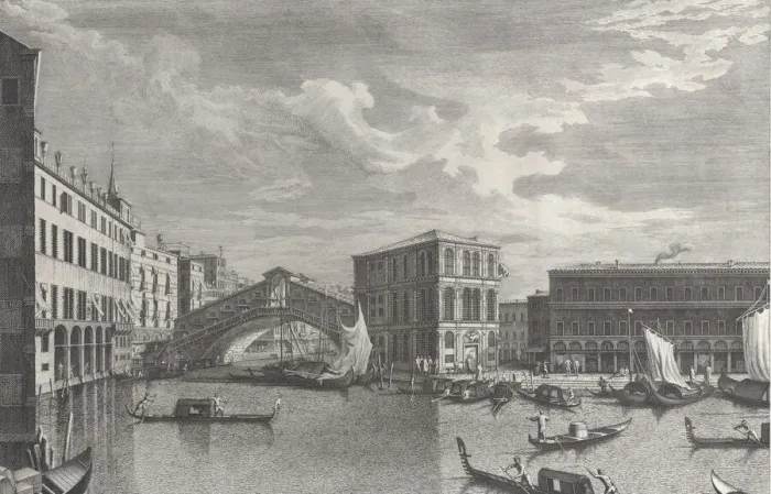 Framed Print : The Rialto Bridge, Venice, with boats and gondolas in the water, 1763 Framed Print : The Rialto Bridge, Venice, with boats and gondolas in the water, 1763