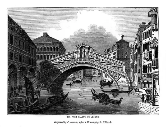 Framed Print : The Rialto at Venice, 1843. Artist: J Jackson Framed Print : The Rialto at Venice, 1843. Artist: J Jackson