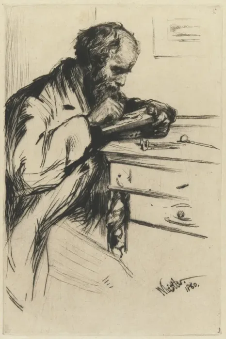 Framed Print : Riault (The Wood Engraver), 1860. Creator: James Abbott McNeill Whistler Framed Print : Riault (The Wood Engraver), 1860. Creator: James Abbott McNeill Whistler