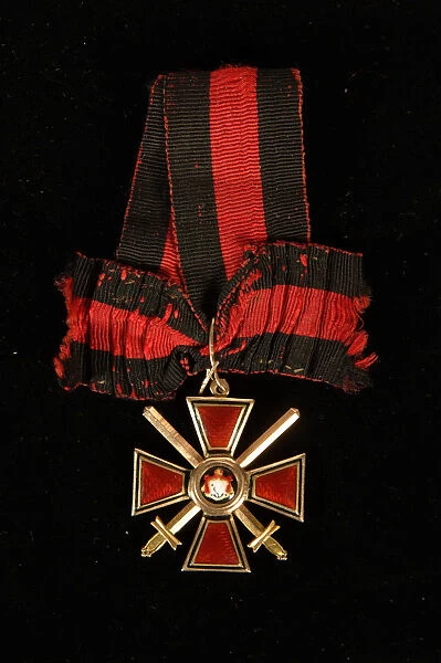 Riband and Badge of the Order of Saint Vladimir, Fourth class, 19th century. Artist: Orders, decorations and medals