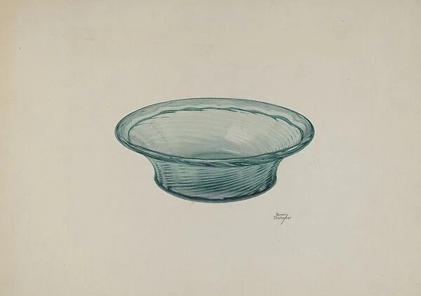 Ribbed Glass Bowl, c. 1940. Creator: Beverly Chichester