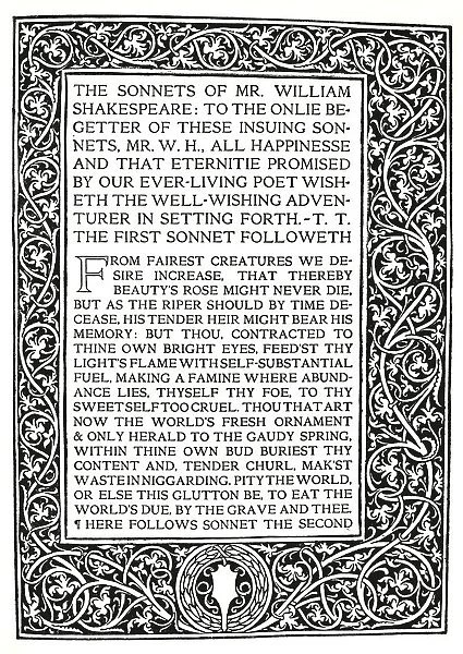 Riccardi Press: Page from Sonnets of Shakespeare, c. 1914. Artist: Herbert Percy Horne