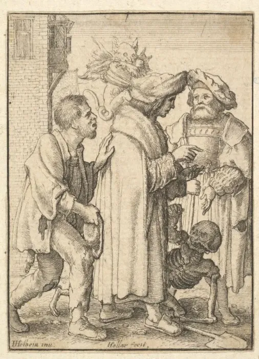 Framed Print : Rich Man, from the Dance of Death, 1651. Creator: Wenceslaus Hollar