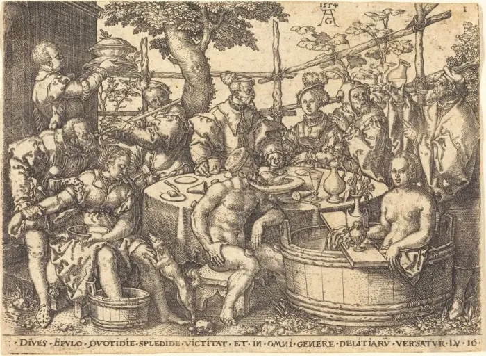 Framed Print : The Rich Man at the Table, 1554. Creator: Heinrich Aldegrever Framed Print : The Rich Man at the Table, 1554. Creator: Heinrich Aldegrever
