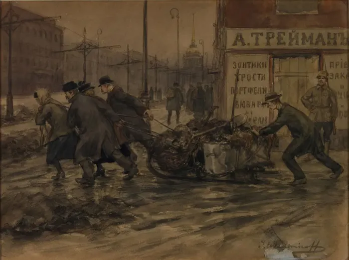 Framed Print : Rich merchants and Russian noblemen set to pulling out rubbish from yards, 1920 Framed Print : Rich merchants and Russian noblemen set to pulling out rubbish from yards, 1920